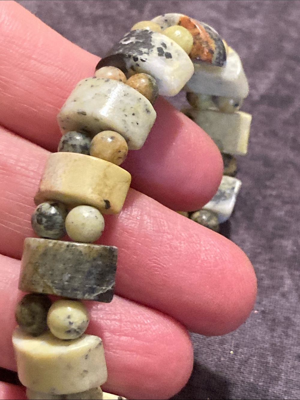 Natural Stone Beaded Stretch Bracelet - Multi-Tone Green